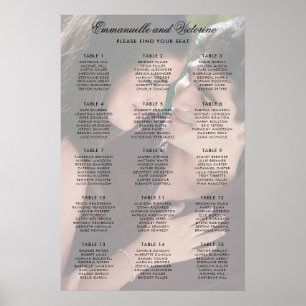 Poster Plan de table élégant en faux vélin avec photo pou