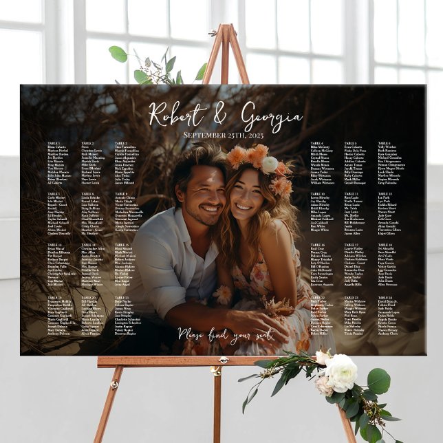 Poster Plan de table élégant pour mariage avec photo (Créateur téléchargé)