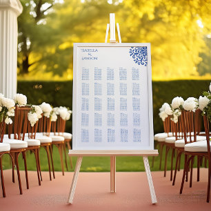Poster Plan de table fantaisiste à motif bleu
