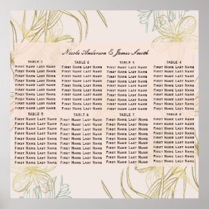 Poster Plan de table floral botanique tropical élégant