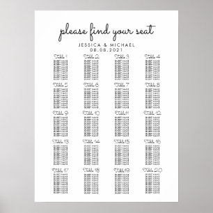 Poster Plan de table grande réception de mariage à 20 tab