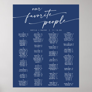 Poster Plan de table imprimable bleu royal Bohème Chic Ro