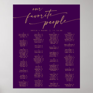Poster Plan de table imprimable Boho or et violet