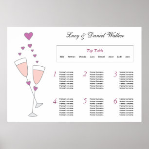 Poster Plan de table Mariage de toast Champagne