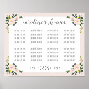 Poster Plan de table Mariage Floral Rose Printanier