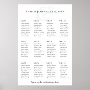 Poster Plan de table minimaliste Ampersand Mariage 12 t