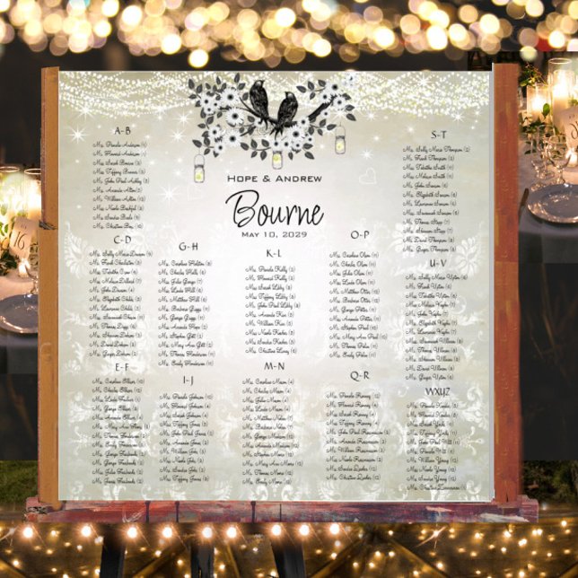 Poster Plan de table Oiseaux de l'amour dans un pot Mason (To see frame and mat pricing,  please choose your options.)