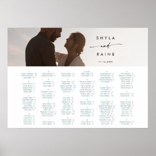 Poster Plan de table photo sarcelle et blanc Bohème chic