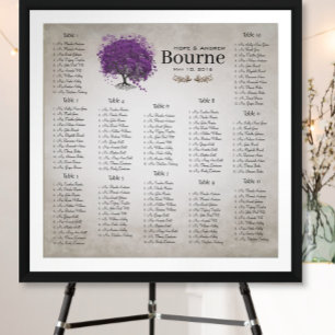 Poster Plan de table pour l'arbre à feuilles de cœur pour