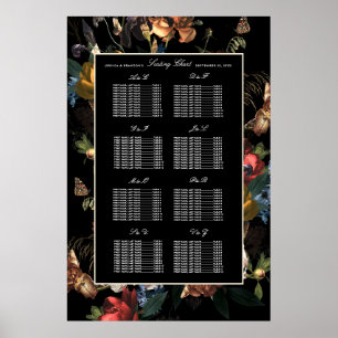 Poster Plan de table romantique floral sombre et dramatiq