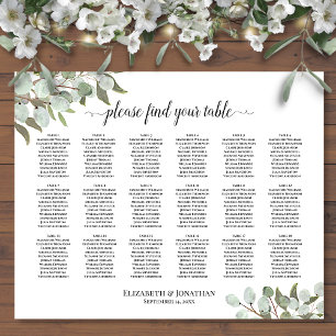 Poster Plan de table rustique eucalyptus pour 18 tables d