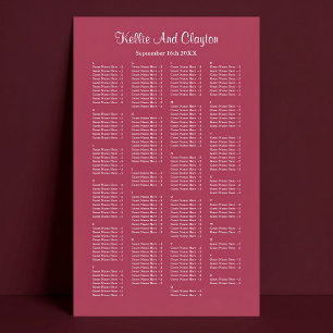 Poster Plan de table simple de mariage bordeaux 200