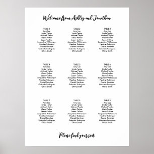 Poster Plan de table simple moderne pour 9 tables