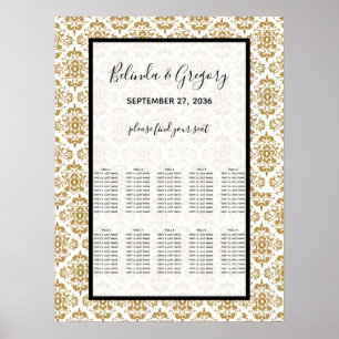 Poster Plan de table vintage noir élégant doré
