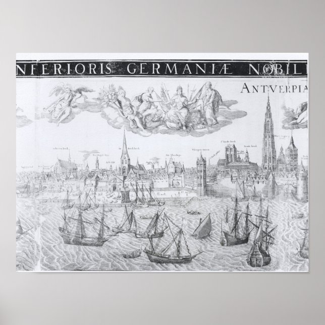 Poster Plan de ville d'Anvers, 1549 (Devant)