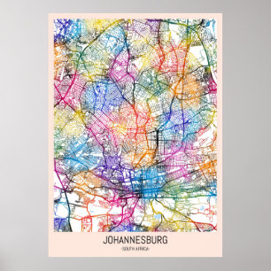Poster Plan de ville de Johannesburg Afrique du Sud
