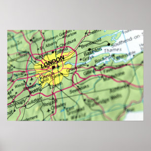 Poster Plan de ville de Londres, Angleterre