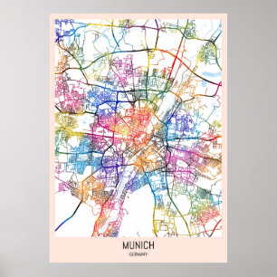 Poster Plan de ville de Munich Allemagne