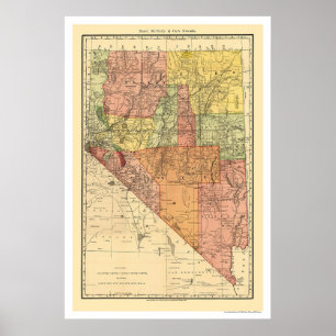 Poster Plan de ville et de chemin de fer du Nevada 1893