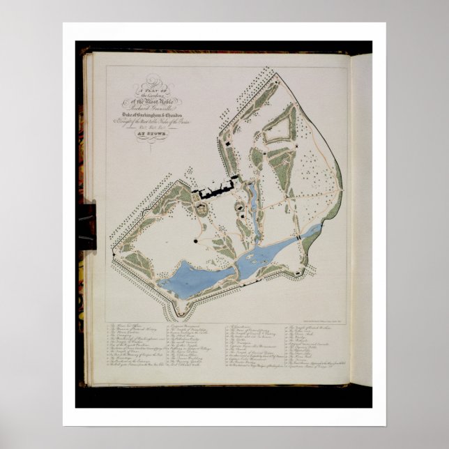 Poster Plan des Jardins de Richard Grenville, Duc de (Devant)