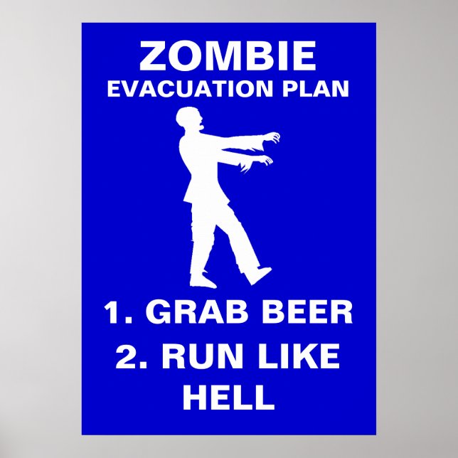 Poster Plan d'évacuation des zombies 1. Prendre la bière  (Devant)