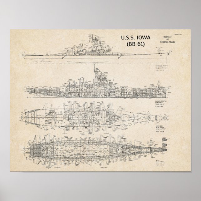 Poster Plan directeur de l'USS IOWA (Archival) (Devant)
