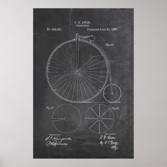 Poster Plan directeur de vélo Penny Farthing (Devant)