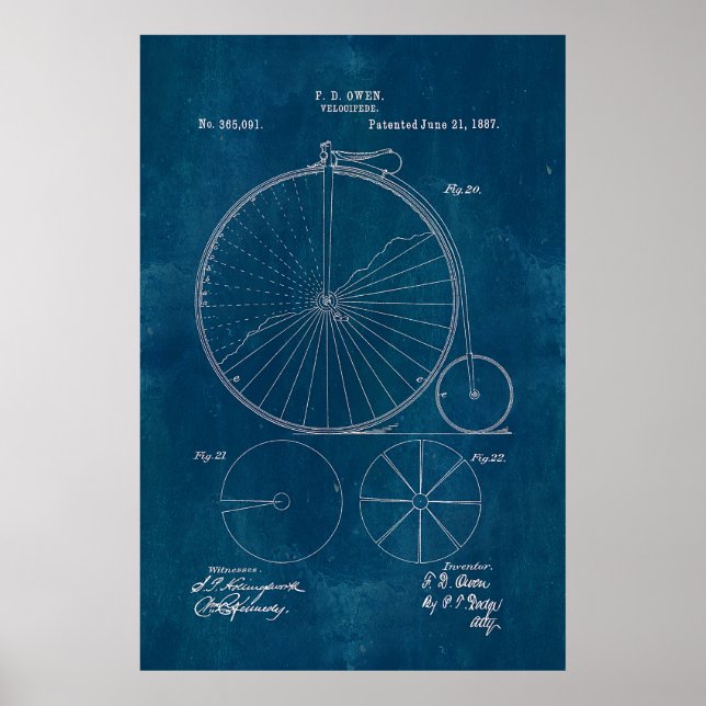 Poster Plan directeur de vélo Penny Farthing (Devant)