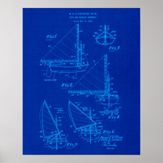 Poster Plan directeur du bateau à voile no 4 Thème nautiq