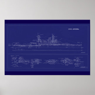 Poster Plan du cuirassé USS Arizona