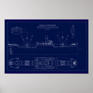 Poster Plan du lac Fernando, cargo des Grands Lacs
