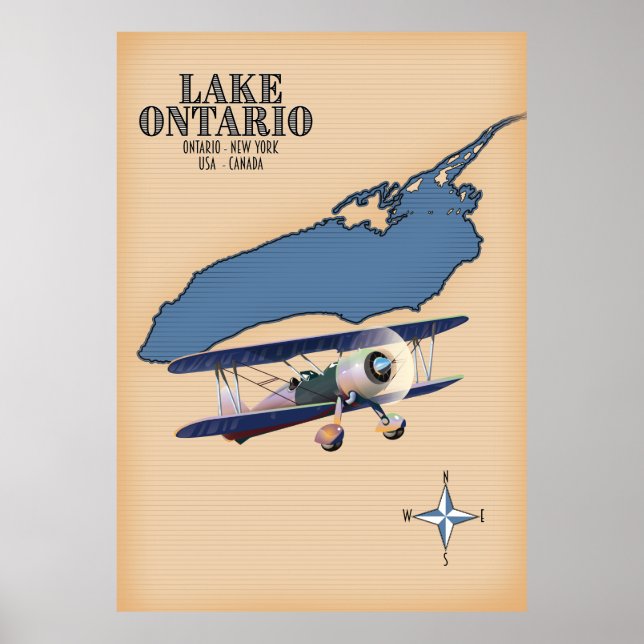 Poster Plan du lac Ontario USA Canada (Devant)