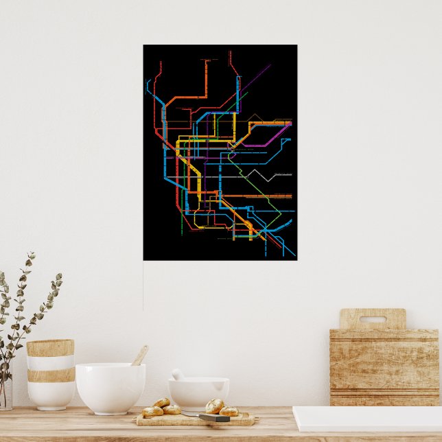 Poster Plan du métro de la ville (Cuisine)