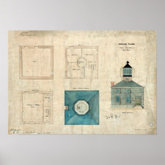 Poster Plan du phare de Prudence Island - Rhode Island