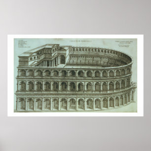 Poster Plan du Théâtre de Marcellus, Rome, 1558 (engr.