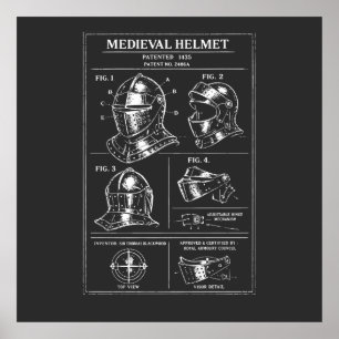 Poster plan d'un casque médiéval