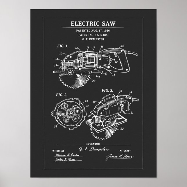 Poster Plan d'une scie électrique (Devant)