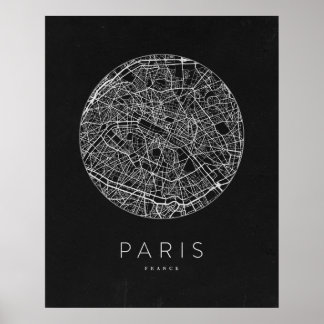 Poster Plan minimaliste de Paris