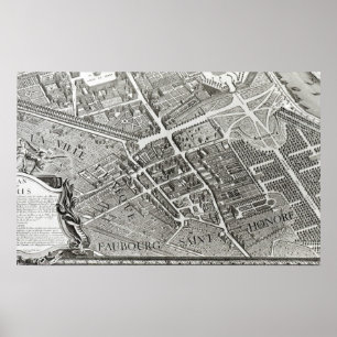 Poster Plan of Paris, known as the 'Plan de Turgot'