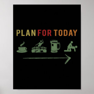 Poster Plan Rétro Pour Aujourd'hui Café Bowling Bière Vin