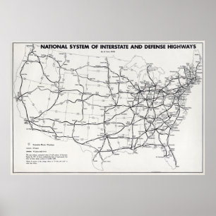 POSTER PLAN ROUTIER NATIONAL 1958