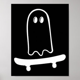 Poster Planche à roulettes fantôme mignon pour skateboard