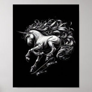 Poster Planche à roulettes Licorne Créature Mythique Sauv