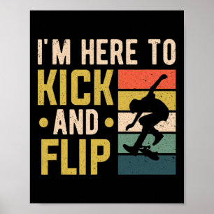 Poster Planche à roulettes Skateur Kick et Flip Skateboar