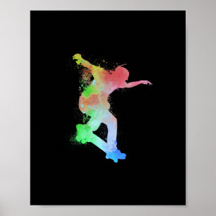 Poster Planche à roulettes Skateur Splash d'eau Skateur -
