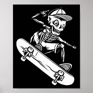 Poster Planche à roulettes squelette Halloween Planche à 