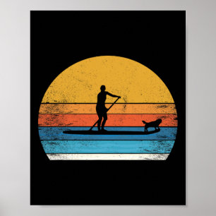 Poster Planche de paddle gonflable drôle de chien de SUP 