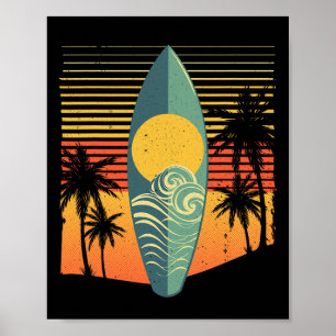 Poster Planche de surf cool pour hommes femmes surfeur ré