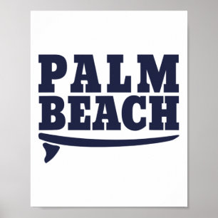 Poster Planche de surf Rad Palm Beach Surfant surfeur de