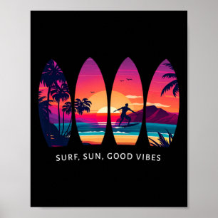 Poster Planche de surf Surfing Cadeau de plage de surfeur